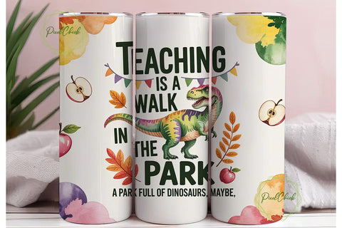 Dinosaur Teacher 20oz Tumbler Wrap Sublimation PixelChick 