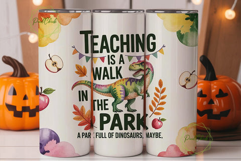 Dinosaur Teacher 20oz Tumbler Wrap Sublimation PixelChick 