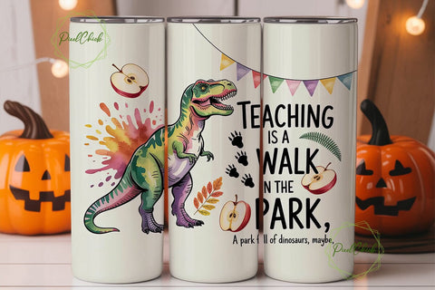 Dinosaur Teacher 20oz Tumbler Wrap Sublimation PixelChick 