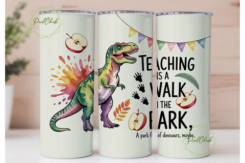 Dinosaur Teacher 20oz Tumbler Wrap Sublimation PixelChick 