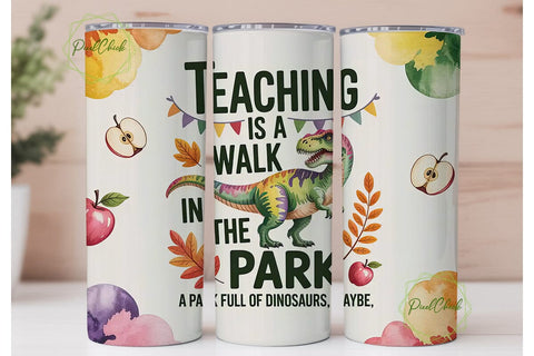 Dinosaur Teacher 20oz Tumbler Wrap Sublimation PixelChick 