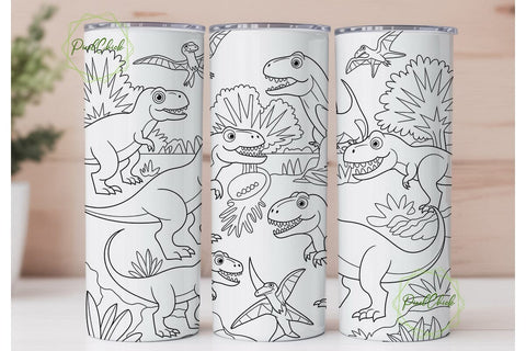 Dinosaur Tumbler Wrap Design Sublimation PixelChick 