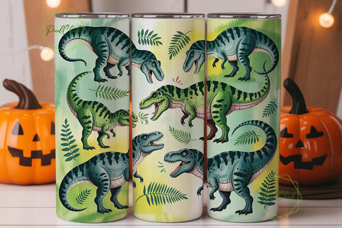 Dinosaur Tumbler Wrap PNG Sublimation PixelChick 
