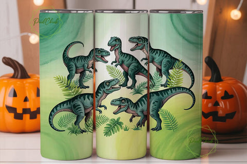 Dinosaur Tumbler Wrap PNG Sublimation PixelChick 