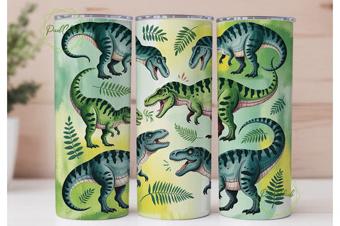 Dinosaur Tumbler Wrap PNG Sublimation PixelChick 