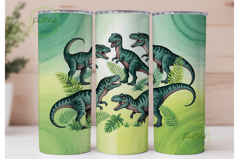 Dinosaur Tumbler Wrap PNG Sublimation PixelChick 
