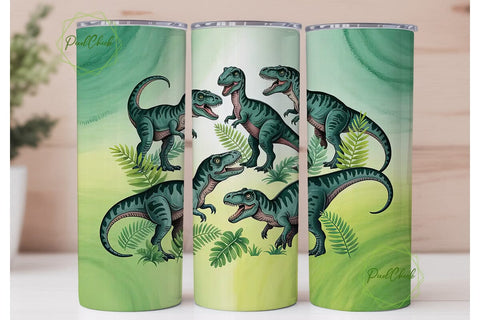 Dinosaur Tumbler Wrap PNG Sublimation PixelChick 