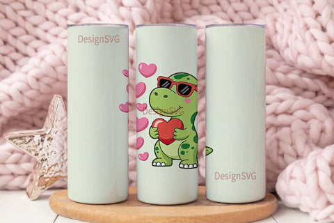Dinosaur Valentine 20oz Tumbler Wrap Sublimation DesignSVG 