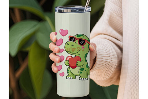 Dinosaur Valentine 20oz Tumbler Wrap Sublimation DesignSVG 