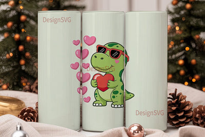 Dinosaur Valentine 20oz Tumbler Wrap Sublimation DesignSVG 