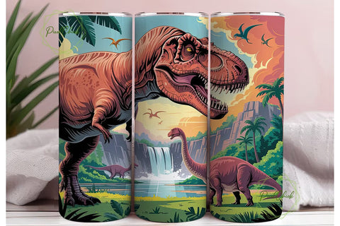 Dinosaur World 20oz Tumbler Wrap Sublimation PixelChick 