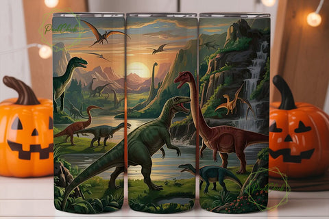 Dinosaur World 20oz Tumbler Wrap Sublimation PixelChick 