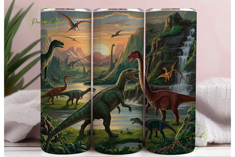 Dinosaur World 20oz Tumbler Wrap Sublimation PixelChick 