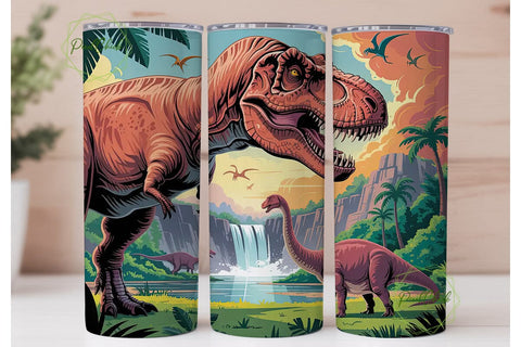Dinosaur World 20oz Tumbler Wrap Sublimation PixelChick 