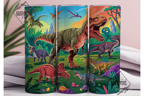Dinosaur World 20oz Tumbler Wrap Sublimation sassyprint 