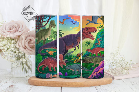 Dinosaur World 20oz Tumbler Wrap Sublimation sassyprint 