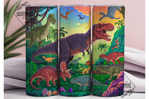 Dinosaur World 20oz Tumbler Wrap Sublimation sassyprint 