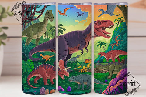 Dinosaur World 20oz Tumbler Wrap Sublimation sassyprint 