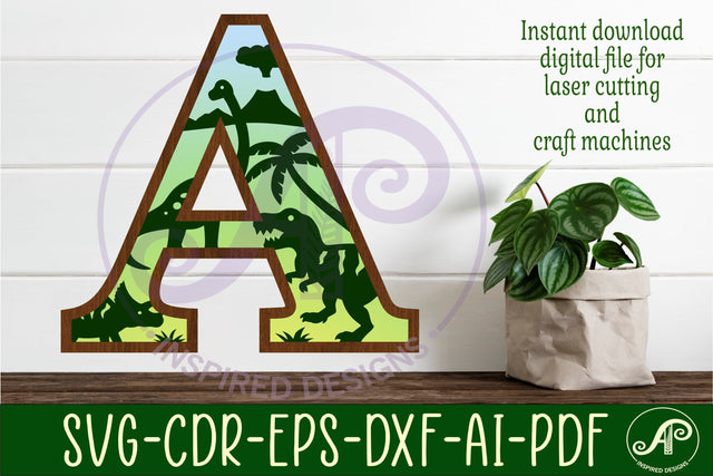 Dinosaurs Large A wall Letter 3 layer sign SVG APInspireddesigns 