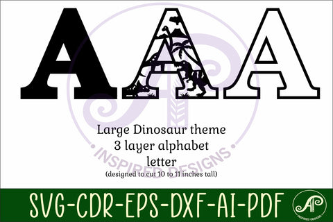 Dinosaurs Large A wall Letter 3 layer sign SVG APInspireddesigns 