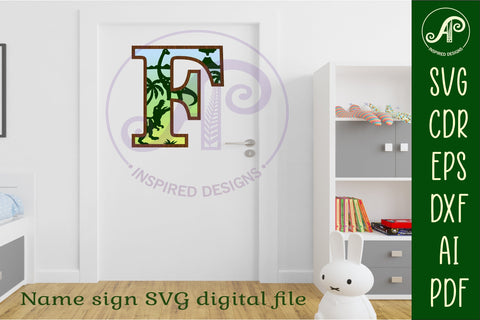 Dinosaurs Large F wall Letter 3 layer sign SVG APInspireddesigns 