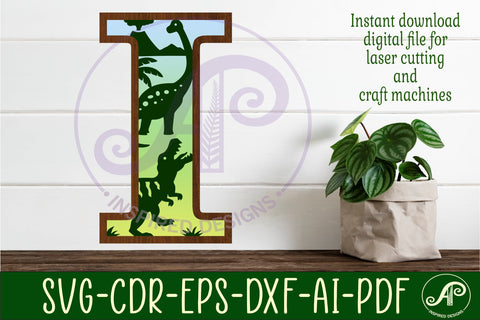 Dinosaurs Large I wall Letter 3 layer sign SVG APInspireddesigns 