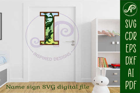 Dinosaurs Large I wall Letter 3 layer sign SVG APInspireddesigns 