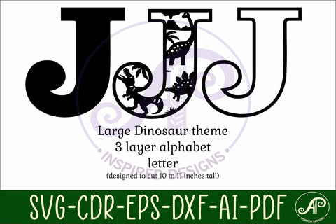 Dinosaurs Large J wall Letter 3 layer sign SVG APInspireddesigns 