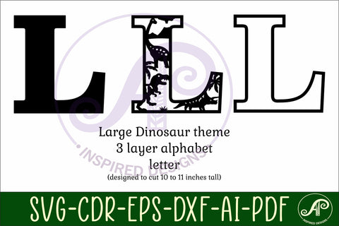 Dinosaurs Large L wall Letter 3 layer sign SVG APInspireddesigns 