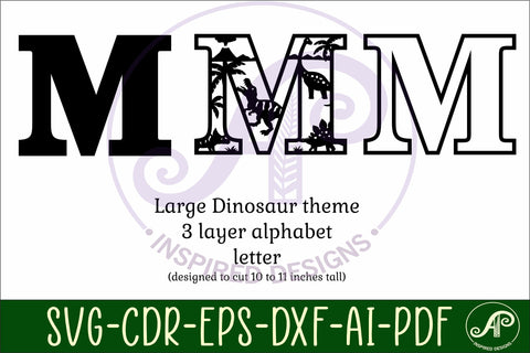 Dinosaurs Large M wall Letter 3 layer sign SVG APInspireddesigns 