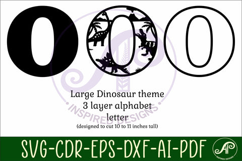 Dinosaurs Large O wall Letter 3 layer sign SVG APInspireddesigns 