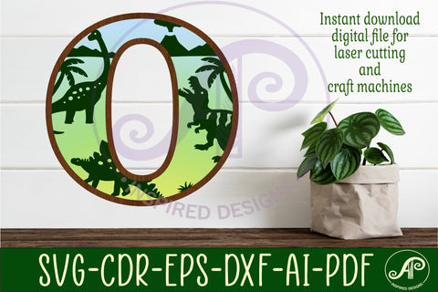 Dinosaurs Large O wall Letter 3 layer sign SVG APInspireddesigns 