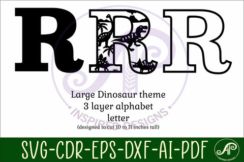 Dinosaurs Large R wall Letter 3 layer sign SVG APInspireddesigns 