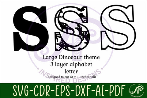 Dinosaurs Large S wall Letter 3 layer sign SVG APInspireddesigns 
