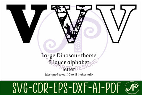 Dinosaurs Large V wall Letter 3 layer sign SVG APInspireddesigns 