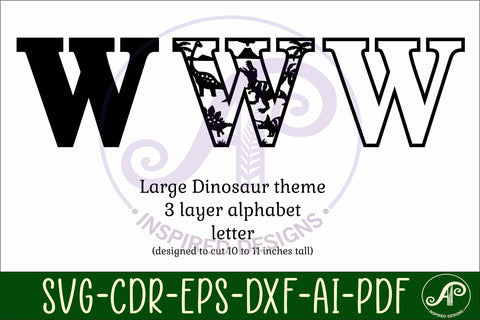 Dinosaurs Large W wall Letter 3 layer sign SVG APInspireddesigns 