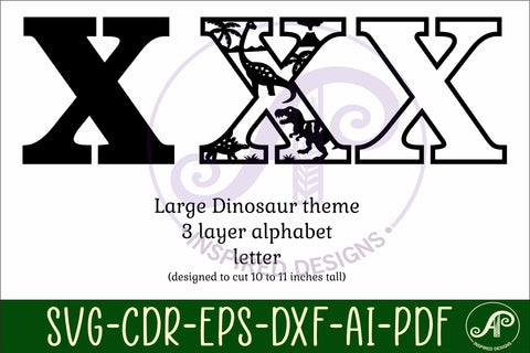 Dinosaurs Large X wall Letter 3 layer sign SVG APInspireddesigns 