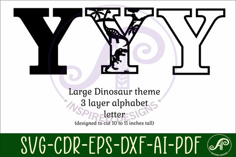 Dinosaurs Large Y wall Letter 3 layer sign SVG APInspireddesigns 