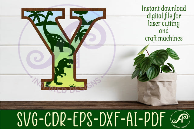 Dinosaurs Large Y wall Letter 3 layer sign SVG APInspireddesigns 