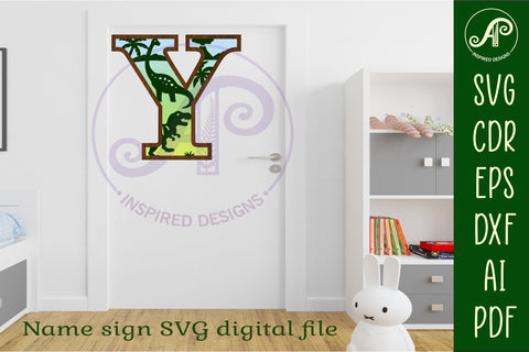 Dinosaurs Large Y wall Letter 3 layer sign SVG APInspireddesigns 