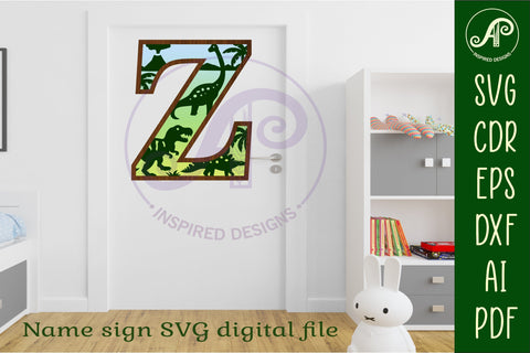 Dinosaurs Large Z wall Letter 3 layer sign SVG APInspireddesigns 