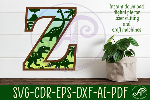 Dinosaurs Large Z wall Letter 3 layer sign SVG APInspireddesigns 