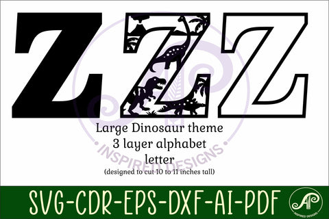 Dinosaurs Large Z wall Letter 3 layer sign SVG APInspireddesigns 