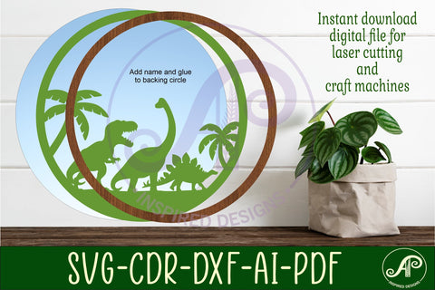 Dinosaurs layered personalized name wall art sign, SVG file SVG APInspireddesigns 