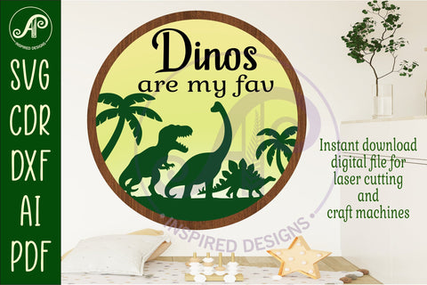 Dinosaurs layered personalized name wall art sign, SVG file SVG APInspireddesigns 