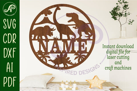 Dinosaurs name sign svg laser SVG APInspireddesigns 