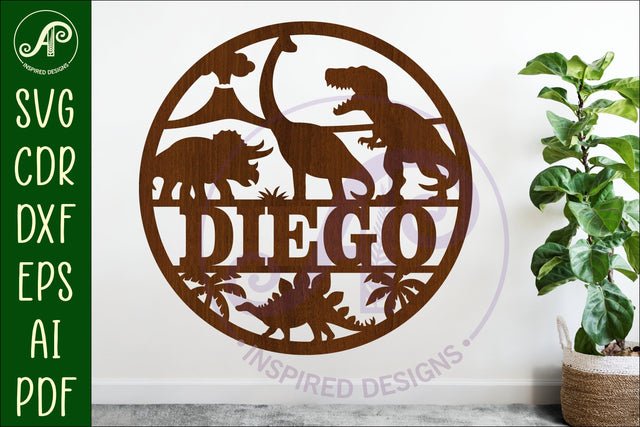 Dinosaurs name sign svg laser SVG APInspireddesigns 