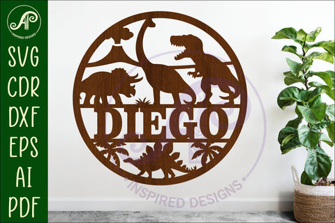 Dinosaurs name sign svg laser SVG APInspireddesigns 
