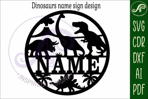 Dinosaurs name sign svg laser SVG APInspireddesigns 