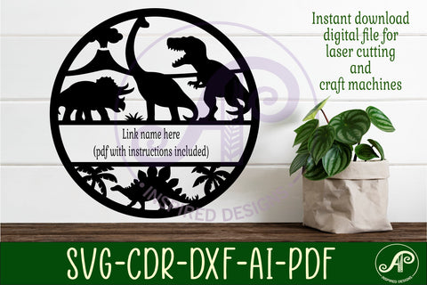 Dinosaurs name sign svg laser SVG APInspireddesigns 